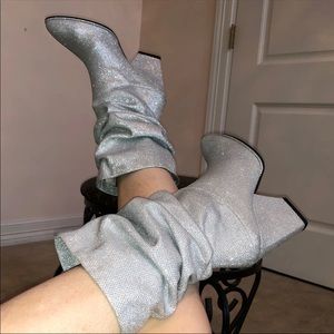 Stewart Weitzman Sexy Silver Slouch Boots 6 NEW